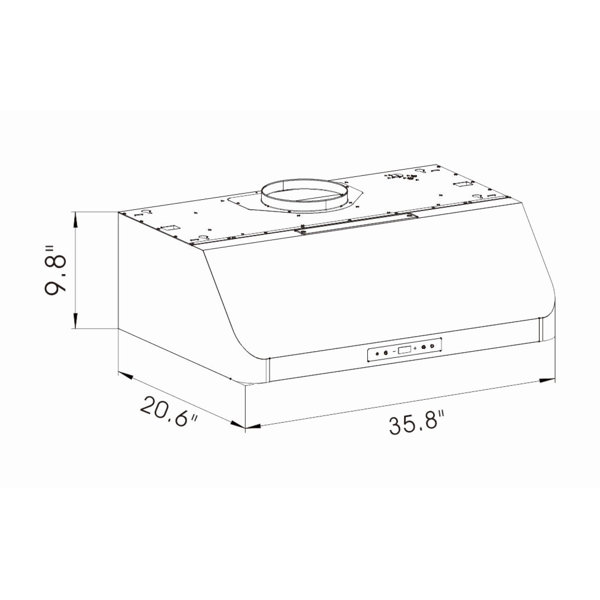 Winflo 36" 466 CFM Ducted Under Range Hood in Stainless Steel